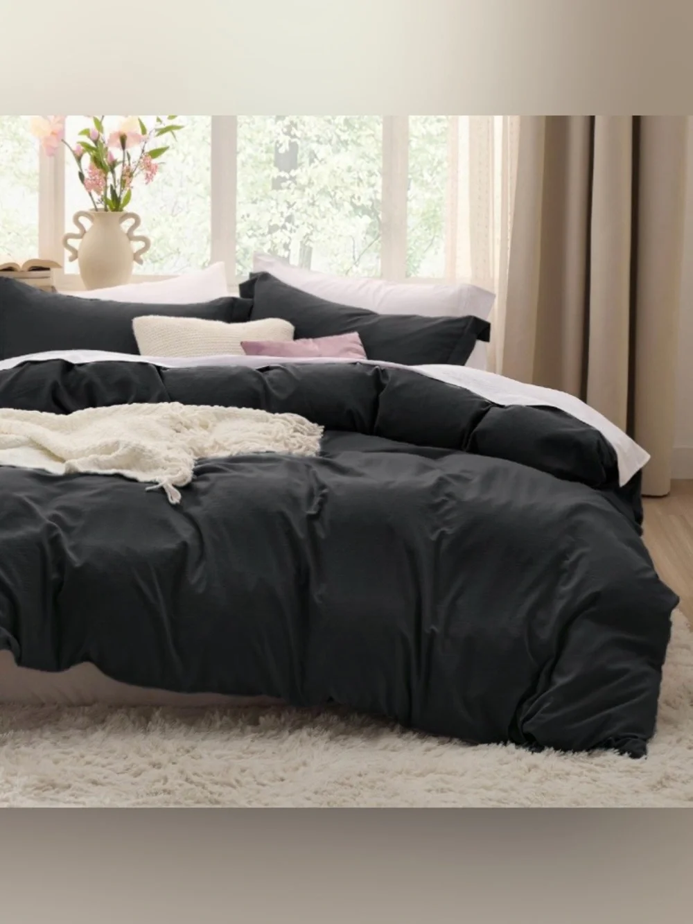 FULL SIZE Duvet Set 100% Premium Microfiber - BLACK